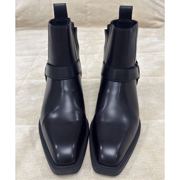 Zara Black Leather Boots Mens Size 9 main image 6